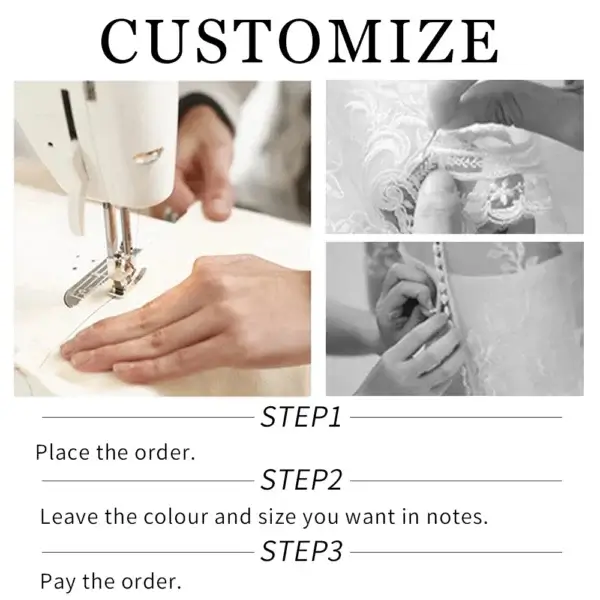 New A-Line High Neck Wedding Dress with Lace and Long Sleeves - Image 2