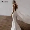 Elegant High Neck Wedding Dress with Deep V Neck and Detachable Train