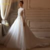 High Neck Wedding Dress A-Line Lace Sequined Long Sleeve Gown